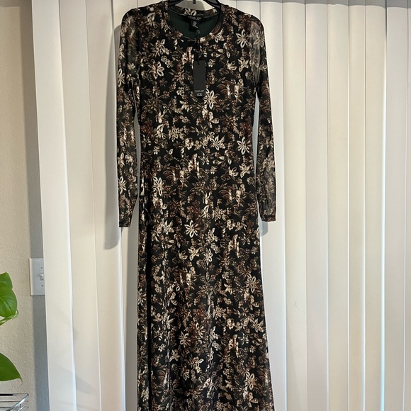 Rachel Zoe Elegant Black and Brown Floral Dress - Picture 4 of 6